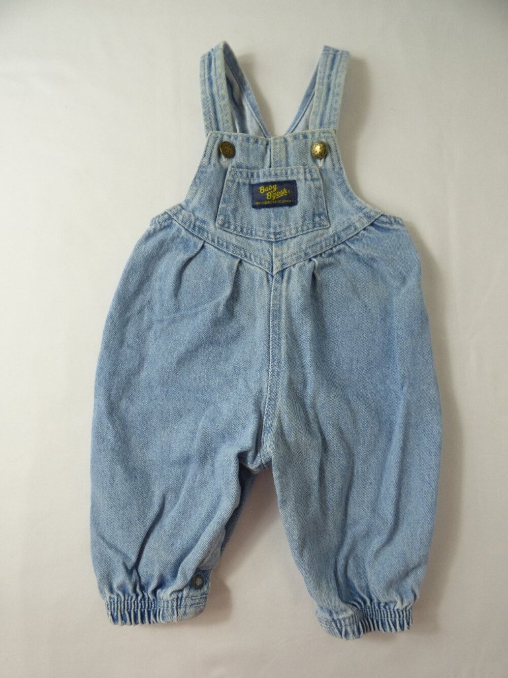 Vintage OshKosh B'gosh Baby Vestbak Light Blue Denim Overalls, Size 6 Mos